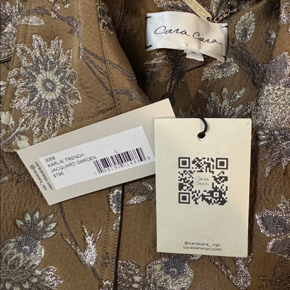 NWT Cara Cara The Karlie Trench Coat in Jacquard Garden - Picture 4 of 4